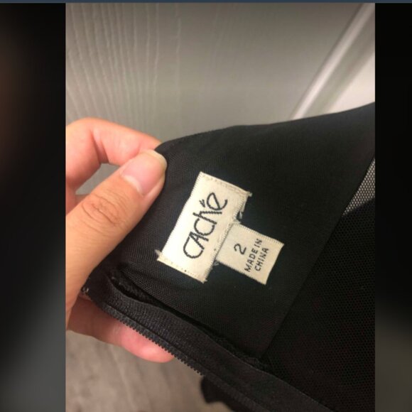 Vintage 2000s Cache Banded Criss Cross Halter Cascade Dress - Picture 2 of 8